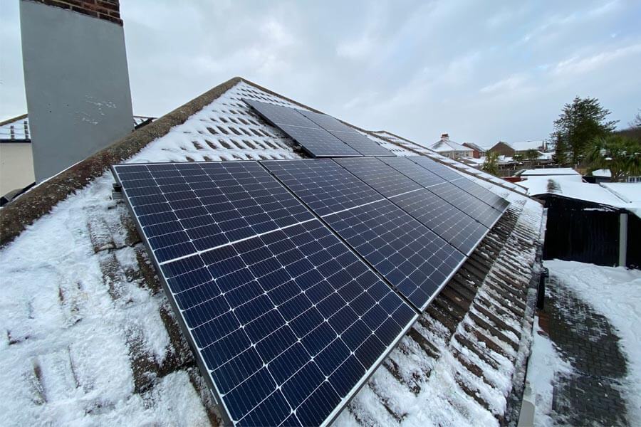 solar panels in snow